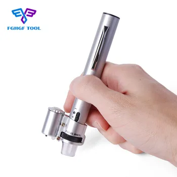 

FGHGF Portable Mini 100X Pocket Handheld Microscope Glass Magnifier Loupe UV Currency Detector LED Light