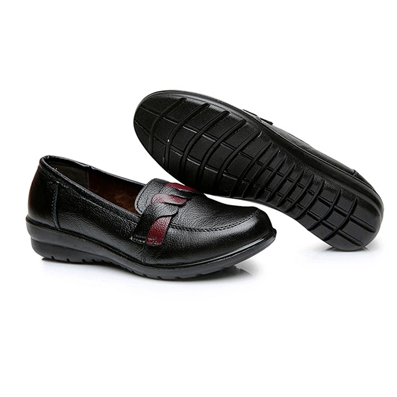 DONGNANFENG/Женская обувь на плоской подошве; обувь для мам в старом стиле; Лоферы без шнуровки; резиновая обувь из натуральной коровьей кожи; однотонная повседневная обувь из полиэстера в винтажном стиле; Размеры 35-41 HD-223