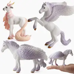 3 цвета фигурки героев и игрушек Pegasus Единорог Легенда эльф игрушки «козлы» пластиковая кукла животное Коллекционная модель мебель детская
