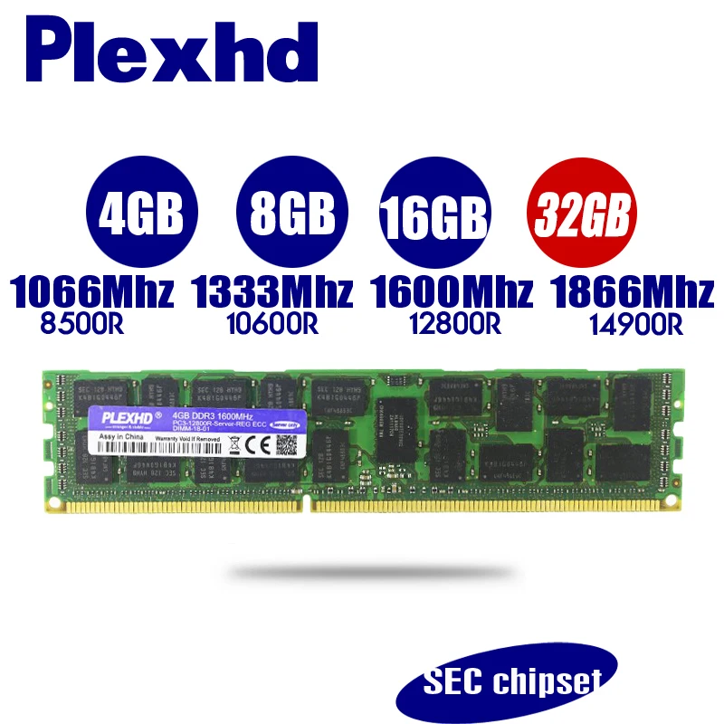 

PLEXHD 4GB 8GB 16GB 4G 8G 16G DDR3 PC3 1866Mhz 1600Mhz 1333 14900 12800 10600 R 1333MHZ PC Server PC Memory RAM Memoria Module