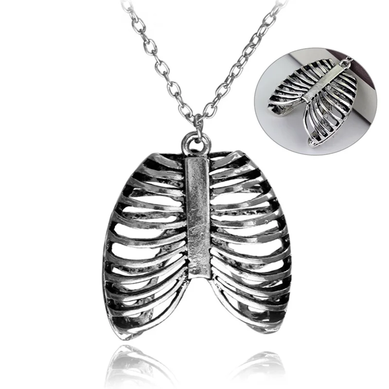 

Gothic Novelty Anatomy Anatomical Human Ribs Pendant Necklace Retro Body Chest Skeleton Charm Necklaces Men/Women Jewelry Gifts
