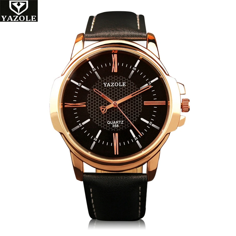 

Fashion YAZOLE Men's Watches Top Brand Blue Glass Male Watch Waterproof Leather Roman Luxury Wristwatch Clock Relogio Masculino