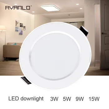 

LED Downlight 220V 230V 240V Round Recessed Lamp 3W 5W 9W 15W Led Bulb Bedroom Kitchen Indoor LED Spot Lighting