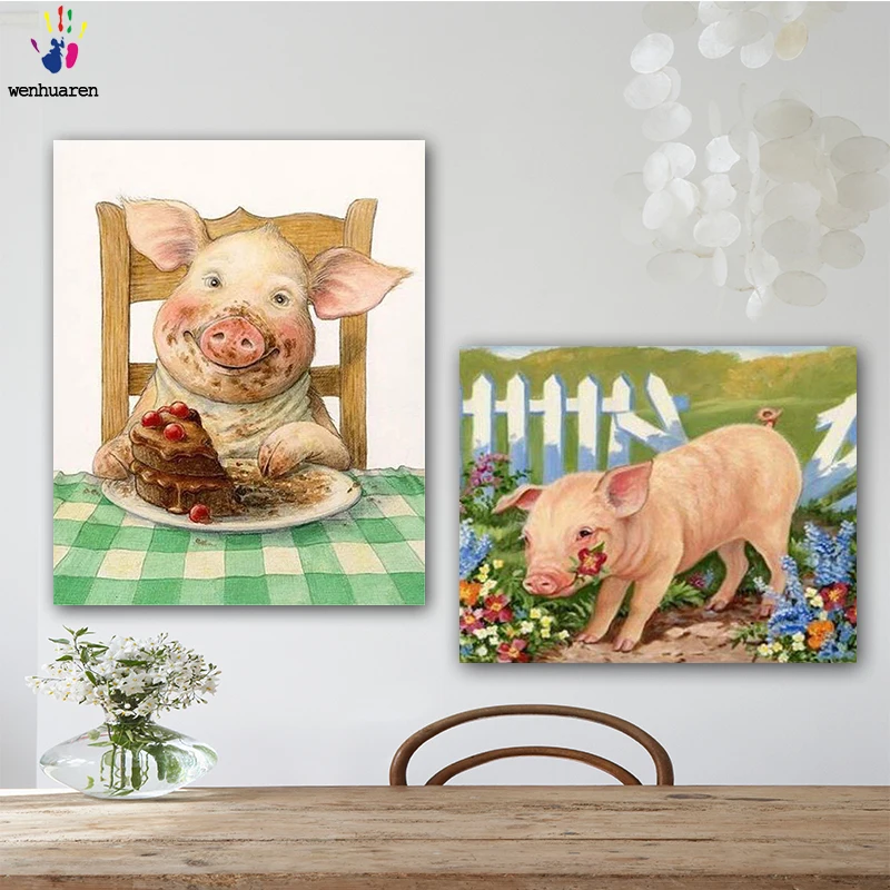 

DIY colorings pictures by numbers with colors Lovely pig picture drawing painting by numbers framed Home