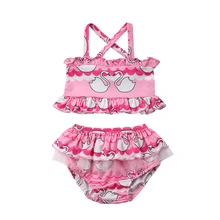 Комплект бикини-пачка с принтом лебедя для новорожденных девочек из 2 предметов, летний танкини для маленьких девочек, купальный костюм, пляжная одежда, купальный костюм