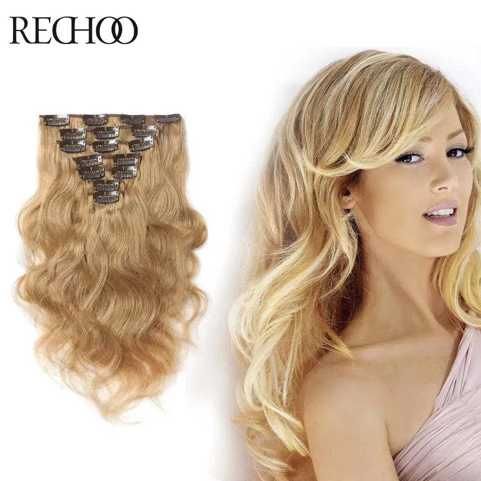 16 28 Inches 100 gram to 200g Blonde 27 Body Wavy Hair Clip Ins Double