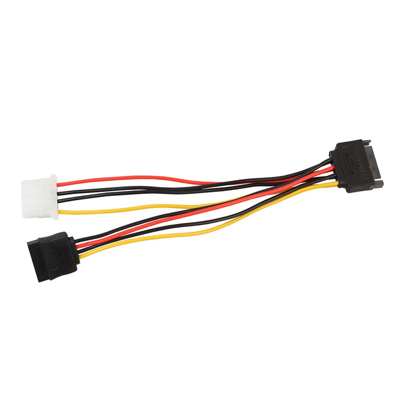 Кабель питания 18 см 2 шт. 15pin внешняя нить для IDE Molex внутренняя + 4Pin SATA кабель JQ0329 |