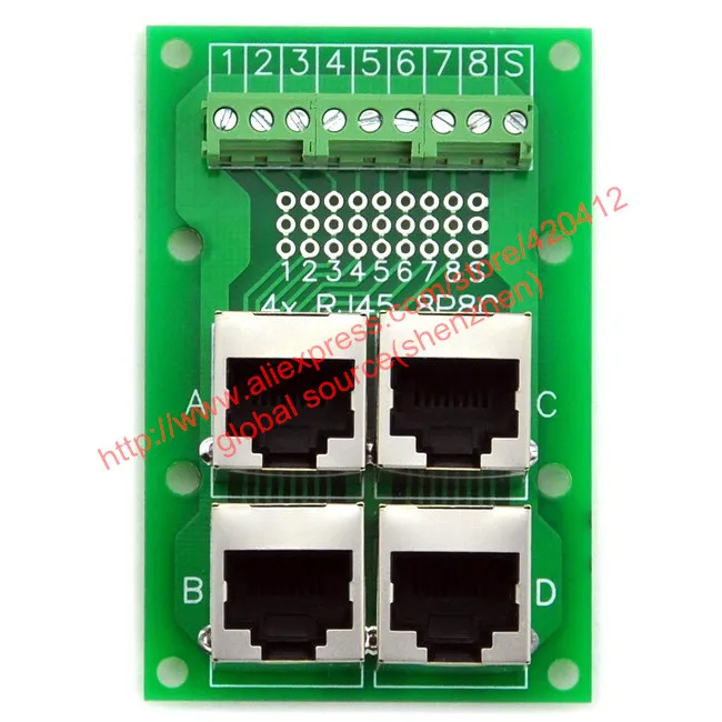 RJ45 Ethernet Breakout Board w// Spring Screw Terminal with Indicator LED