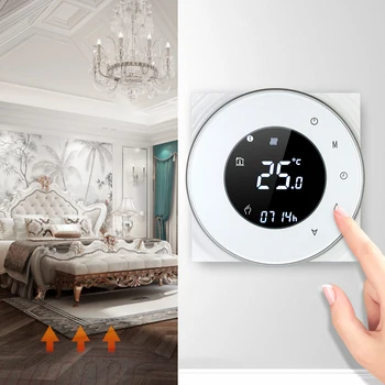 

16A Electric Heating Thermostat Temperature Controller Touchscreen LCD with Backlight Voice Control Function