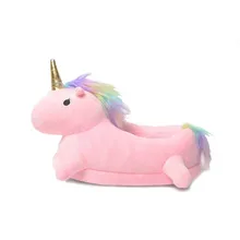 NEW Winter lovely Home flock latex solid indoor plush unicorn slippers house mules platform flip flops shoes pink purple white