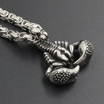 

1 Byzantine Mens Scorpion Necklace & Pendant Silver Color Stainless Steel Vintage American Style Steampunk Men Chain Jewelry