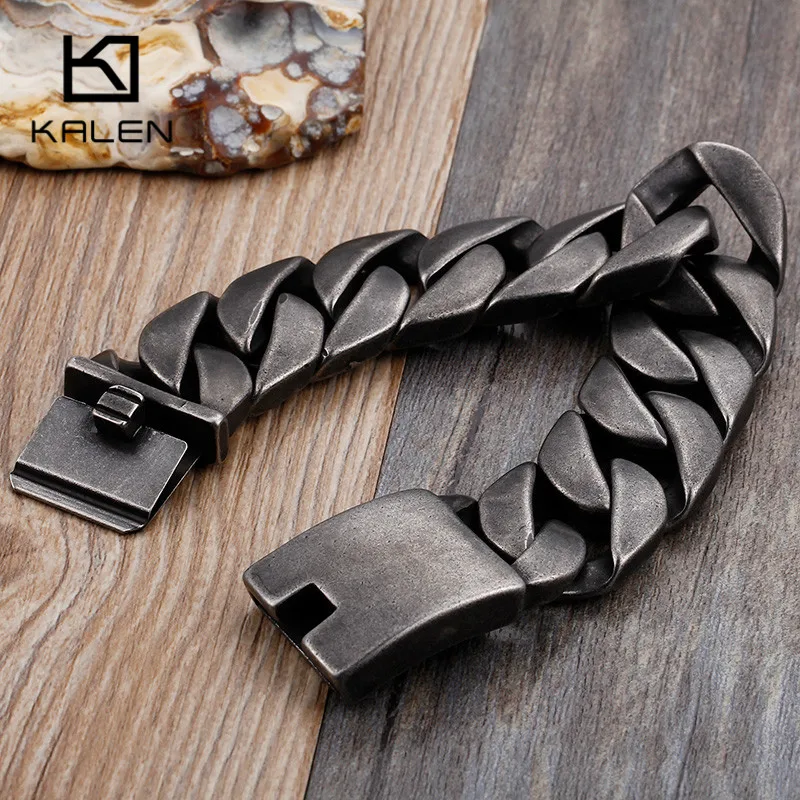 Фото Мужской матовый браслет-цепочка из нержавеющей стали, Ширина 25 мм №4