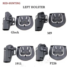Funda de pistola para caza a la izquierda, cinturón táctico de combate militar, funda de pistola con bucle, compatible con Glock 17 19/P226/1911/M9/M92