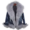 2022 Natural wool lined with luxurious wool fur collar denim coat winter casual warm fashion short fur jacket ► Photo 1/6