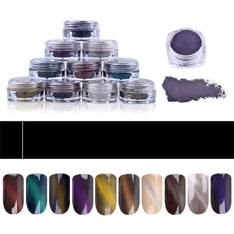 1PC Cats Eye Nail Powder Temperature Gradients Phototherapy Glue Nail 