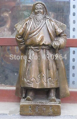 

11"China Bronze Genghis Khan Jenghiz Khan Prominent I hero of Mongolian national