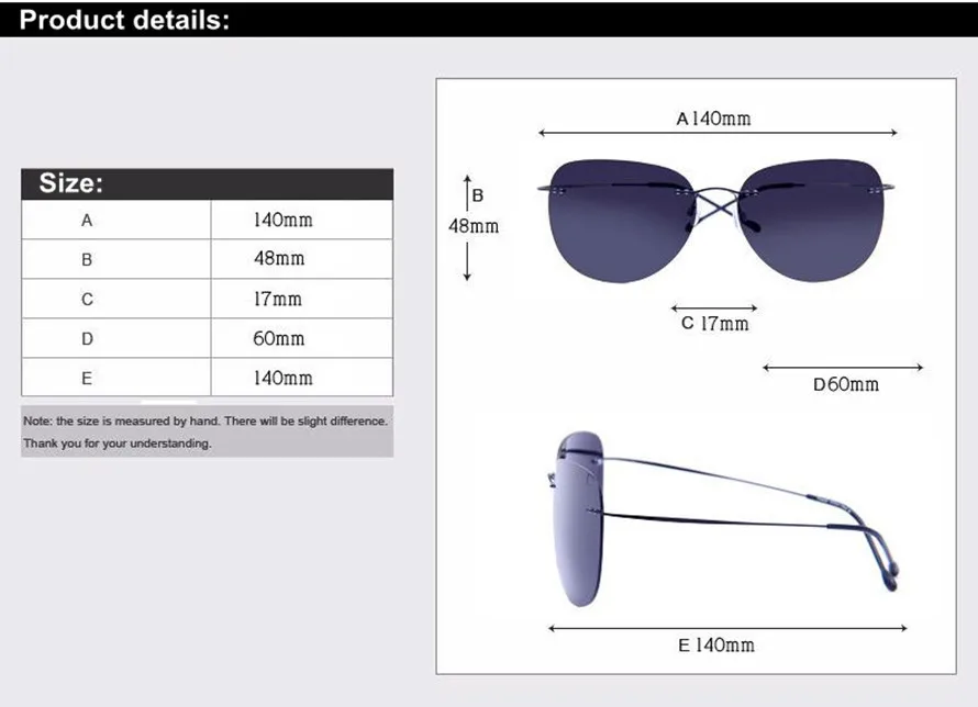 Новинка, ультра-светильник, без оправы, солнцезащитные очки, память, чистый титан, оправа, поляризационные солнцезащитные очки, классические, Е, большие, солнцезащитные очки, глаз, анти-УФ