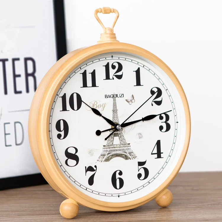 

Fashion European Style Clock Black Arab Number Alarm Clock New Simple Desk Livingroom Gift Clock Quiet Men's Quartz Watches C024