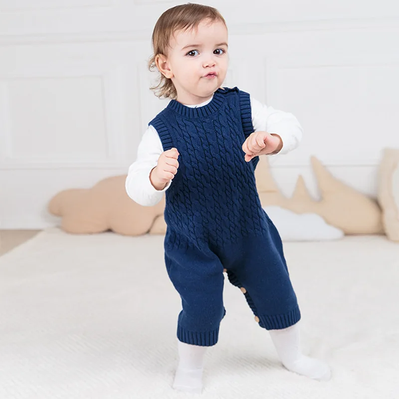 Newborn Baby Gray Knitting Rompers Children Toddler Infant Jumpsuit