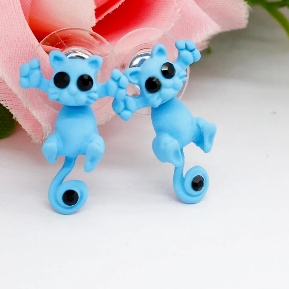 

1 / 2PC Crystal Single Earrings Creative Animal Cartoon Cat Cat Kitten Women's Cute Cat Ear nail expender plugs Dropship