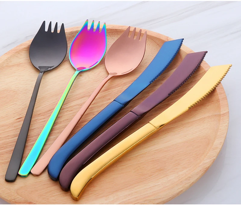 LIYIMENG 2Pcs set 304 Stainless Steel Knife Fork Set Dinnerware Sets Steak Cutlery Western Tableware Dinner Tools11