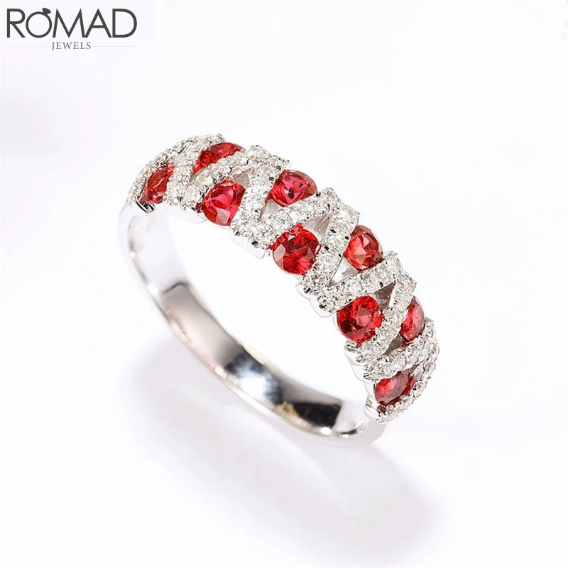 

ROMAD Luxury Crystal Rings For Women Cubic Zirconia Ring Wedding Party Jewelry Red Zircon Gem Stone Rings Bridal anillo R5
