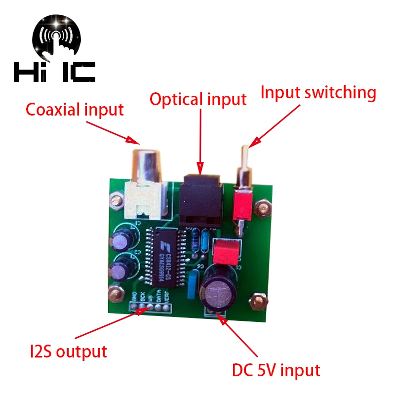 Placa Coaxial Ótica do Receptor Cs8412 Entrada Ótica Coaxial para I2s Iis para o Decodificador Dac - Image 3