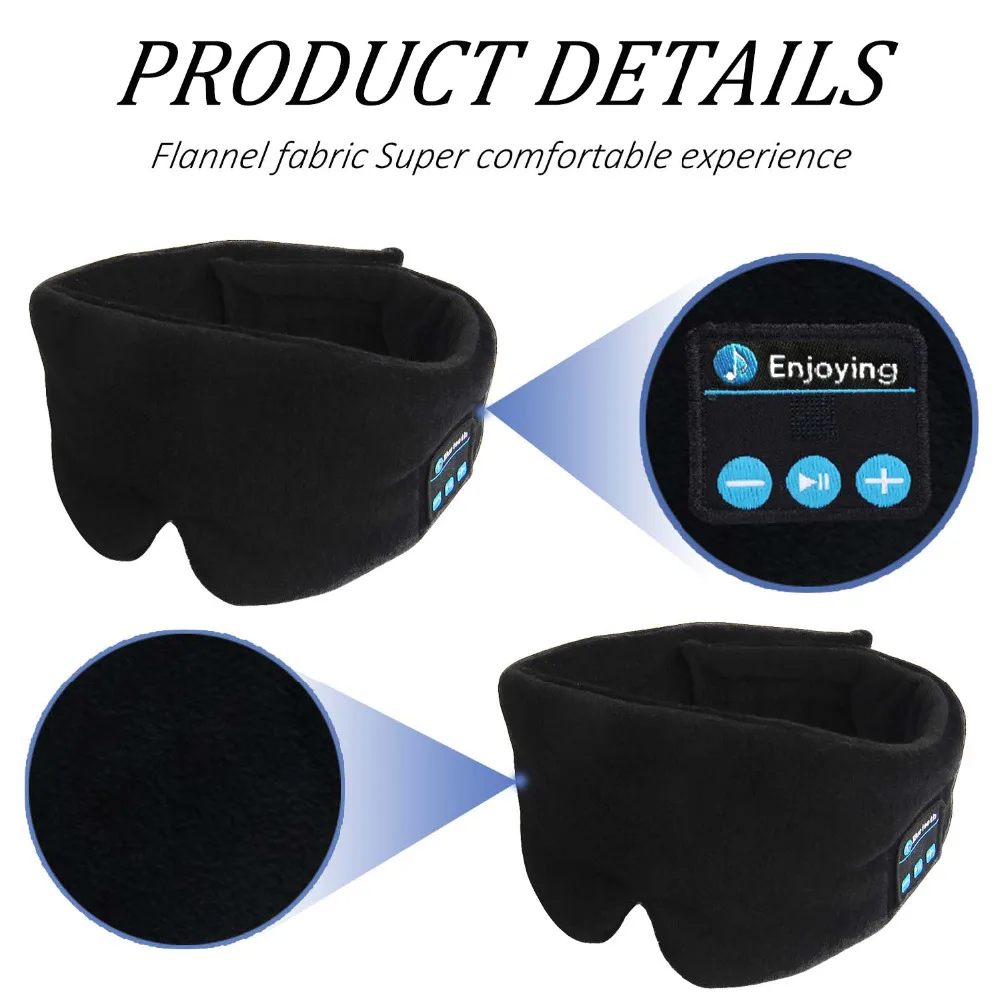JINSERTA Беспроводные стерео Bluetooth наушники маска для сна держатель телефона мягкие наушники для сна маска для глаз Музыкальная гарнитура