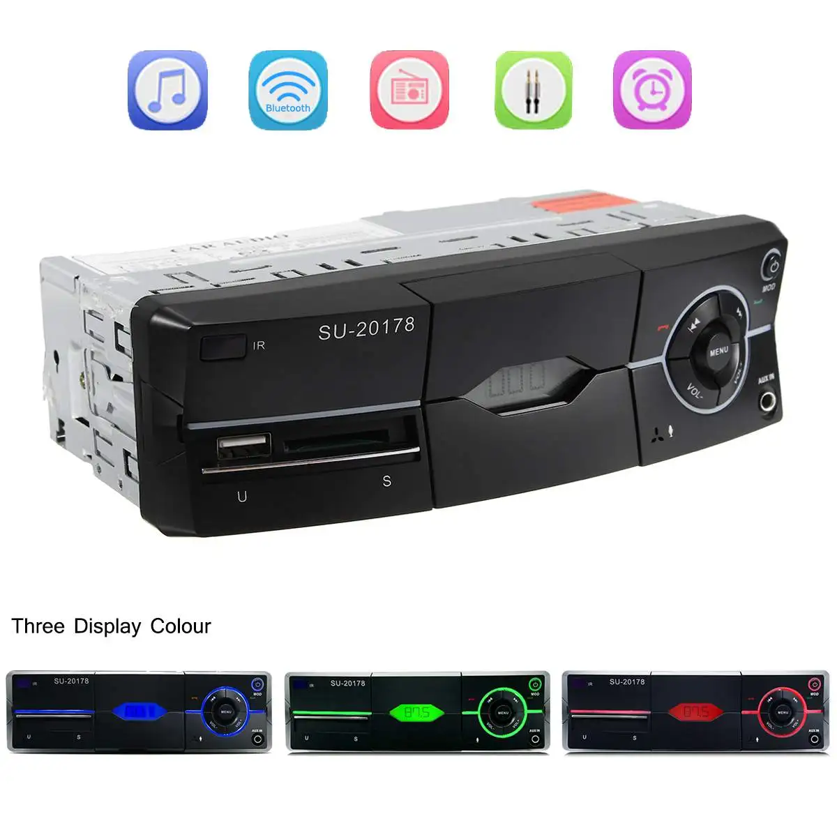 

KROAK Excellent 12V 1 DIN bluetooth Car Stereo FM Radio SD/USB/AUX-IN Remote Head Unit MP4 MP5 MP3 Audio Player USB SD MMC Port