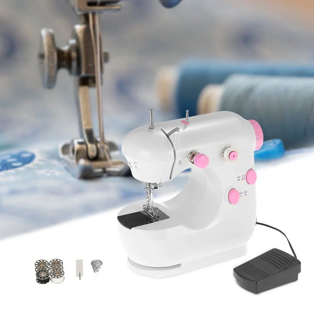 

Mini Electric Household Sewing Machine Adjustable High/Low Speed with Foot Pedal LED Light Multifunctional Sewing Machine