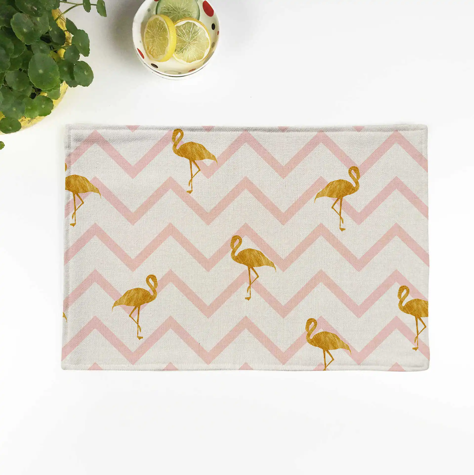 Zeegle Kitchen Table Mats Cotton Linen Table Napkin Kitchen Decorative Placemats Flamingo Pattern Bowl Tea Mat Kitchenware Pads