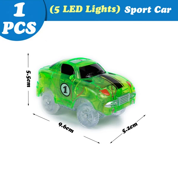Magical Tracks Luminous Racing Track Car With Colored Lights DIY Plastic Glowing In The Dark Creative Toys For Kids 5LED Green RacingCar
