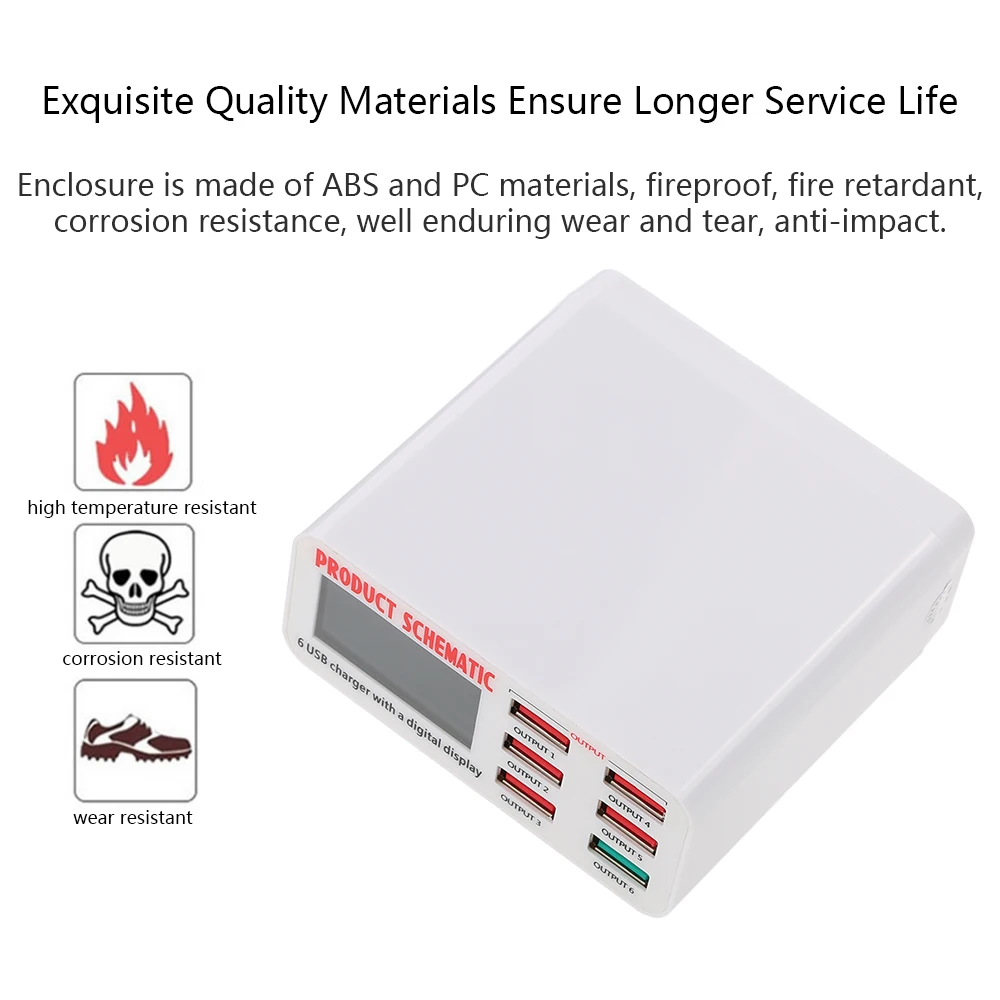 Устройство для быстрой зарядки 6 USB портов А с ЖК дисплеем|port usb|multi port usbmulti |