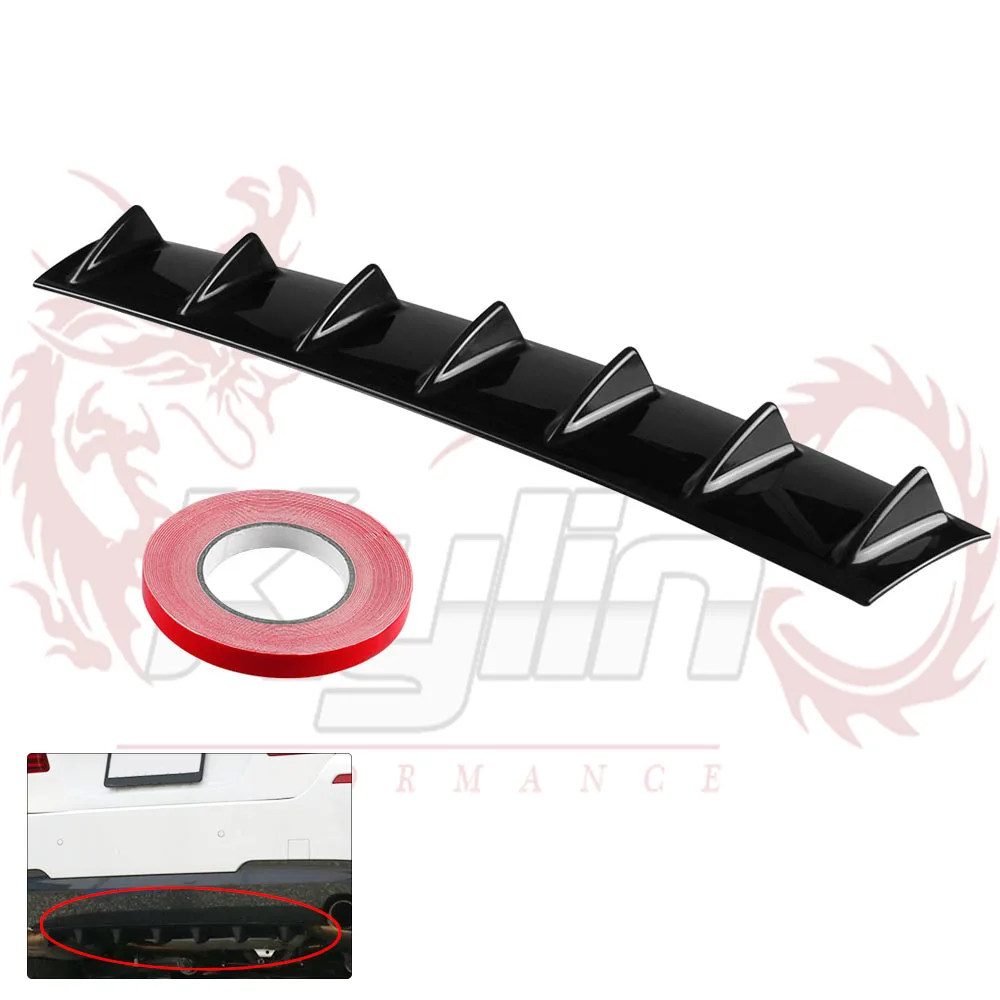

33" x5" Ikon Style Universal Rear Bumper Lip Diffuser 7 Fin Gloss Black ABS SSW005