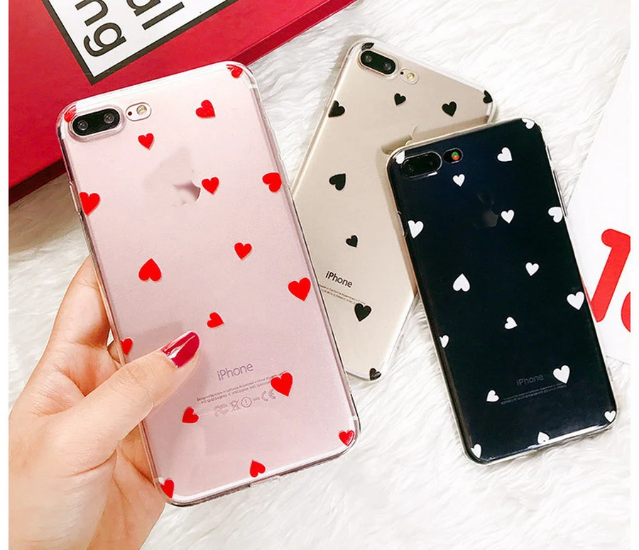 200 шт телефон чехол для iPhone 6 6s 7 8 Plus X XR XS Max мультфильм Любовь Сердце прозрачный Ультратонкий Мягкий ТПУ для iPhone 8 чехол для телефона