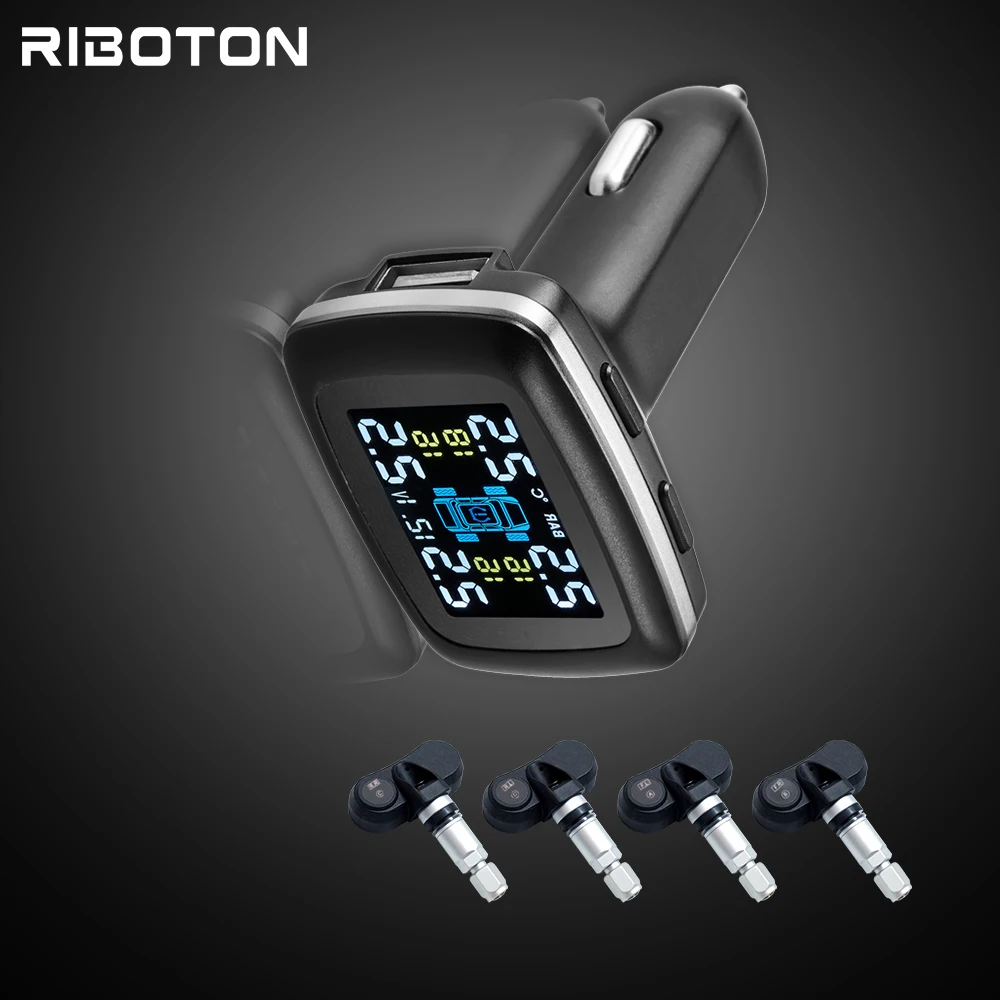 

Riboton C100 Solar TPMS Car Tire Diagnostic Safety Monitor With 4 Anti-theft Internal Sensor Auto Wireless Universal Car Tool