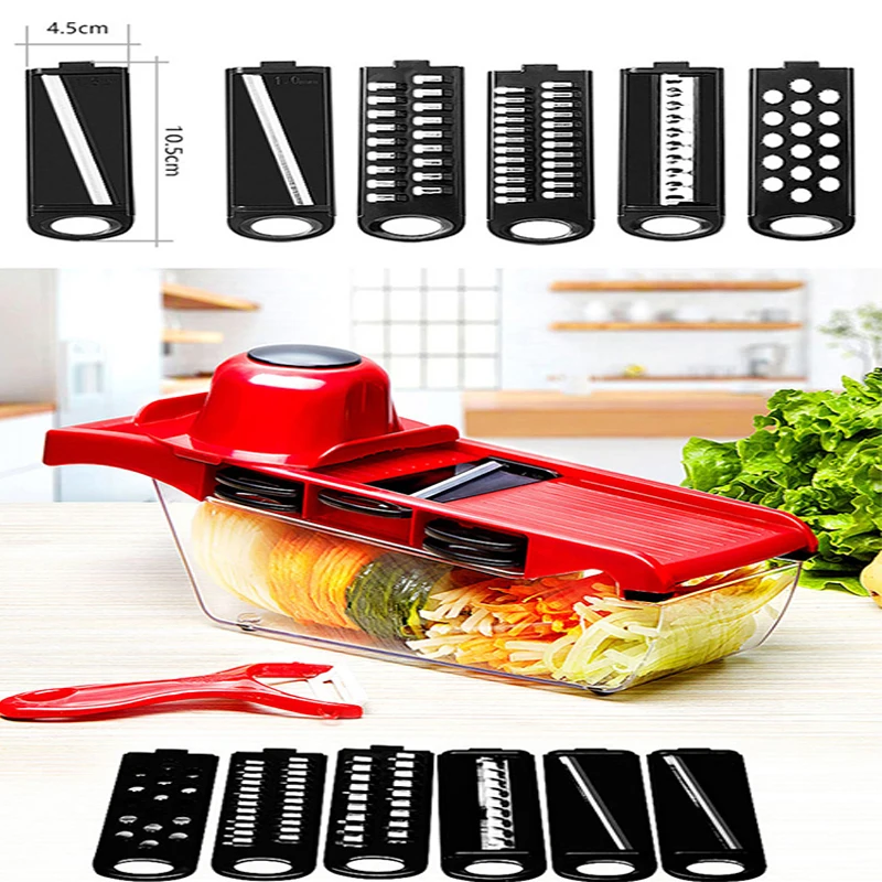 

Multifunction Vegetable Slicer with 5 Dicing Blades Manual Potato Floss Cutter Carrot Grater Kitchen Tools Vegetable Cutter