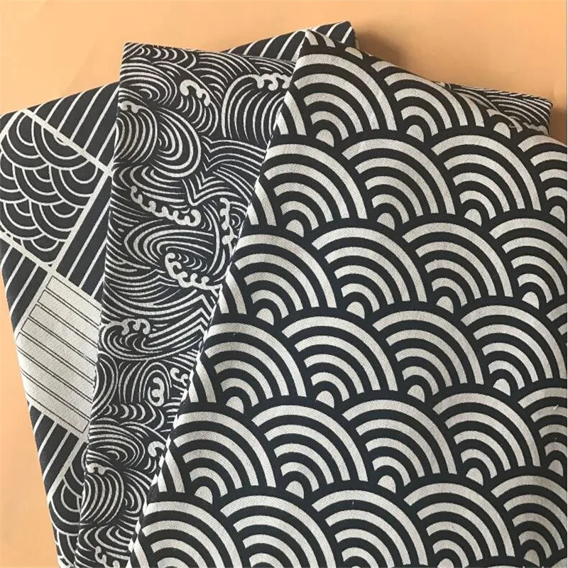 Льняная хлопковая Лоскутная Ткань волнистый хлопок и лен с принтом ткань для рукоделия домашний текстильный материал швейная стеганая ткань