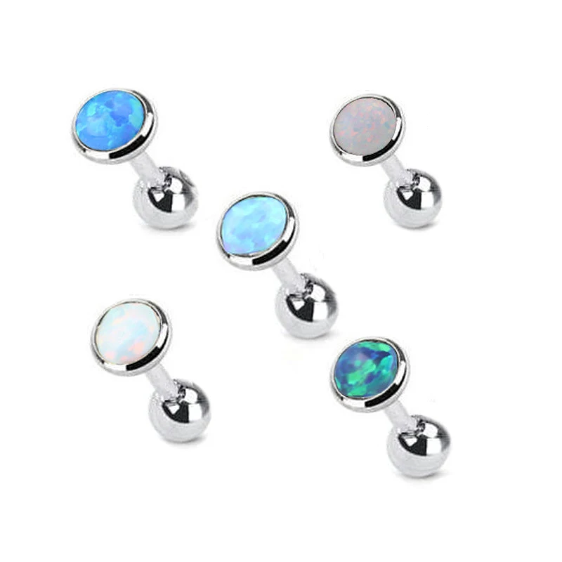 

1PCS Opal Earrings Studs Triple Helix Piercing Surgical Steel Labret Lip Nose Body Jewelry Conch Tragus Cartilage Ear Piercing