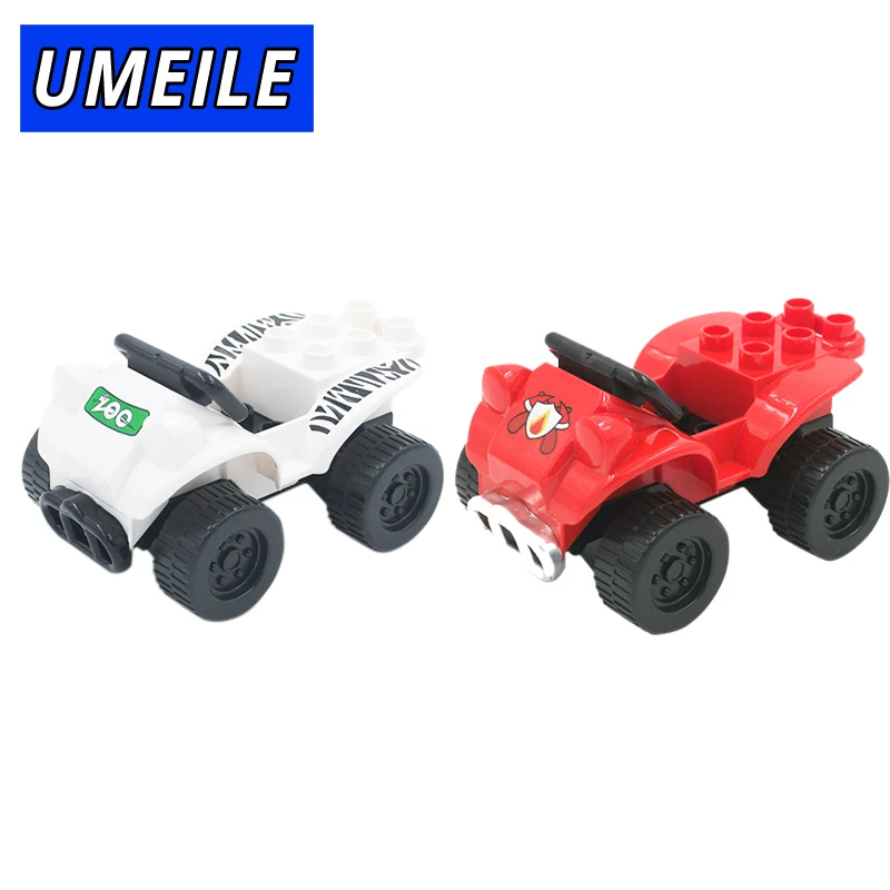 

UMEILE Brand Original 2PCS/SET Zoo Car Fire Engine Jeep Model Big Building Block Baby Toys Boy Girl Gift Compatible with Duplo