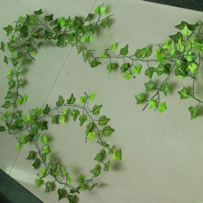 12 шт 2,4 м искусственная гирлянда из листьев плюща растения искусственная Виноградная лоза Листва Цветы домашний декор пластик искусственный цветок everangtan зеленый