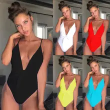 Милый женский/женский цельный бюстгальтер ярких цветов с глубоким v-образным вырезом, сексуальный женский купальник, бандаж, купальные костюмы