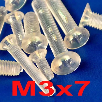 

( 100 pcs/lot ) Metric M3 x 7mm Polycarbonate(PC) Phillips Flat Head Countersunk CSK Screw.