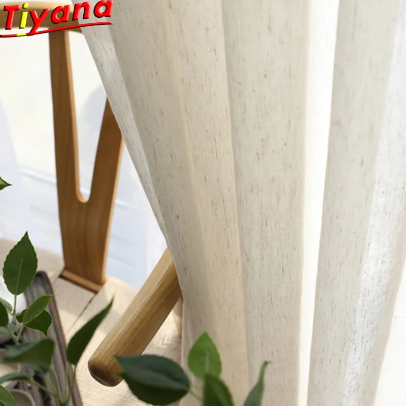 

High Quality Cotton Linen Tulle Curtains for Living Room Simply Soild Tulle Voile for Bedroom Kis Room Customizable M049#30