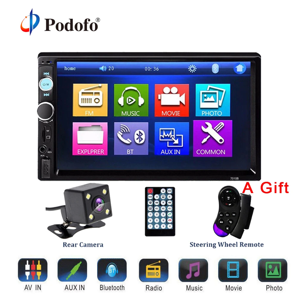 Podofo 2 Din Car Stereo Audio Radio MP3 Multimedia Player