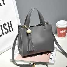2017 neue Frauen Messenger Bags Pu Leder frauen Handtaschen Eimer Tasche Vintage Designer Umhängetasche Damen Quaste Taschen