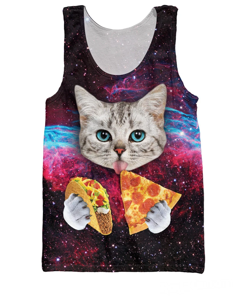 Women Men 3d Taco Cat Tank Top cute cat kitten with blue eyes eating
