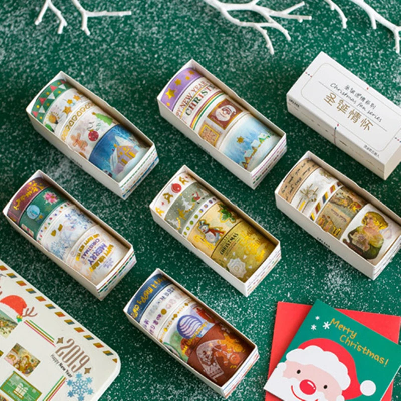 

Creative Kawaii Christmas Masking Tape Set Hand Account Washi Tape DIY Decoration Diary Adhesive Stickers Art Supplies 024062