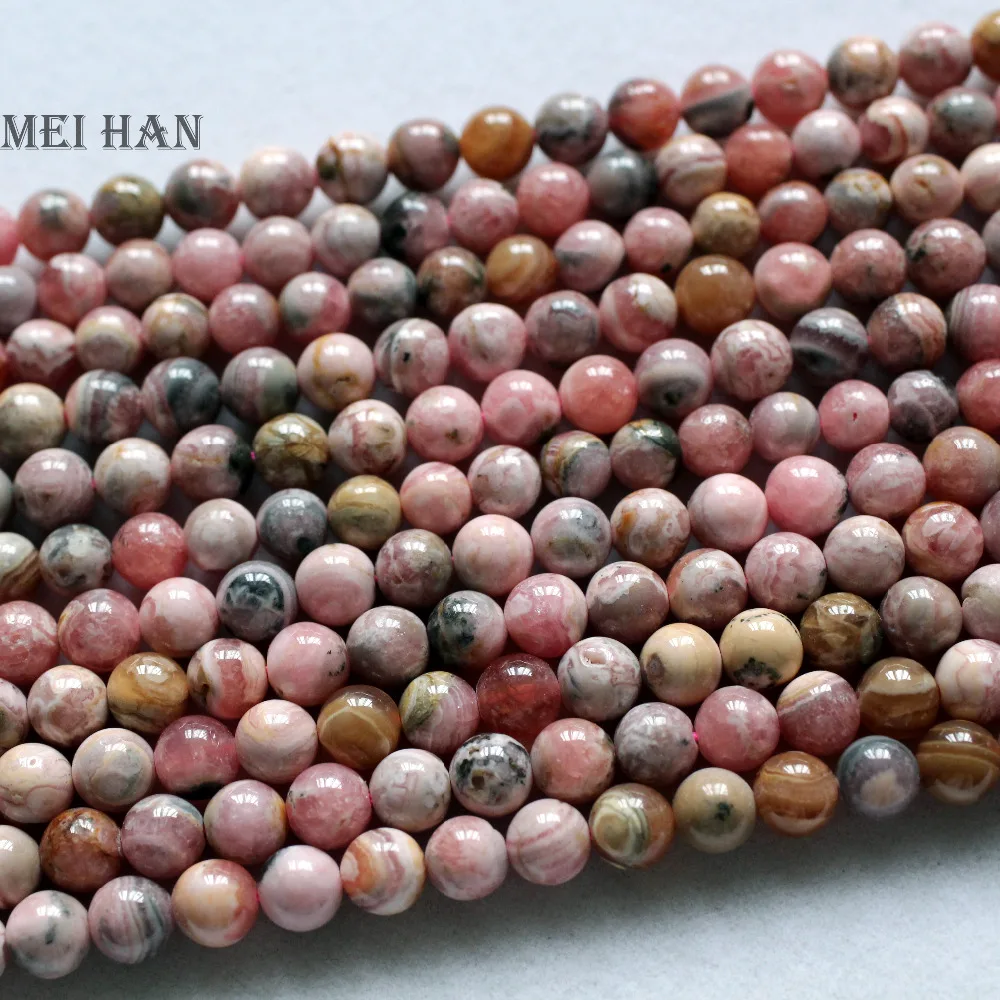 

Meihan (2 strands/38g/set) 5+-0.2mm A+ natural Argentina rhodochrosite smooth round loose beads stone for diy necklace