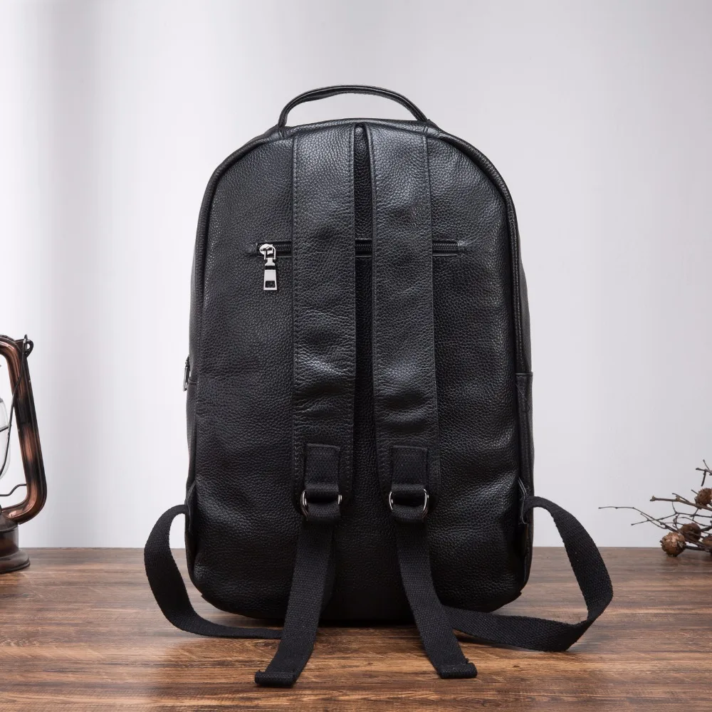 Men Genuine Leather Design Casual Travel Bag Male Fashion Backpack Daypack College Student School Book 17" Laptop Bag BB331